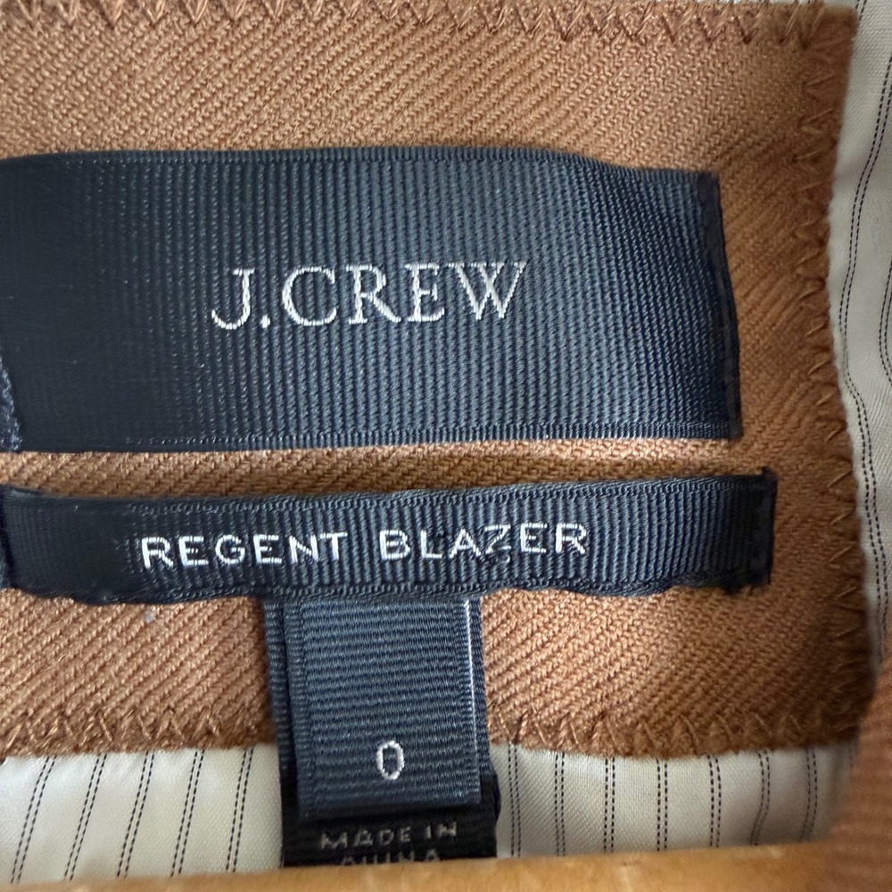 J.Crew Regent Blazer Womens 0 Camel Brown Wool Blend Single Button Tailored Jkt - Picture 4 of 8